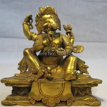 Тибет чистая Бронзовый Слон Ганапати статуя Будды