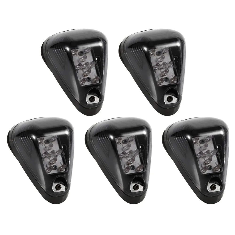

5pcs Smoked Lens Cab Headlights White LED Light Roof Running Lights Bulb Cab Marker Light Lamps For Truck SUV Off Road