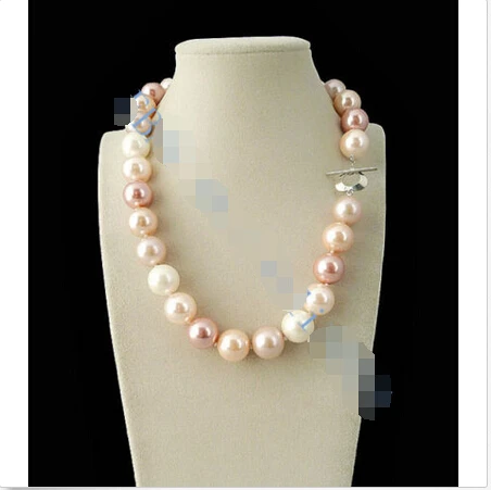 

14mm AAA Multicolor South Sea shell Pearl Necklace 18" LL003^^^@^Noble style Natural Fine jewe FREE SHIPPING