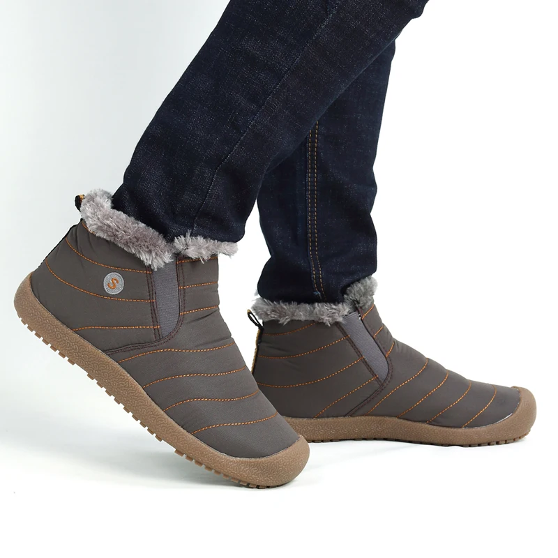 Тонкой Zero Мужская зимняя обувь однотонные зимние сапоги теплые водонепроницаемые лыжные ботинки на нескользящей подошве с хлопчатобумажным утеплителем внутри Большие большой размер: 46