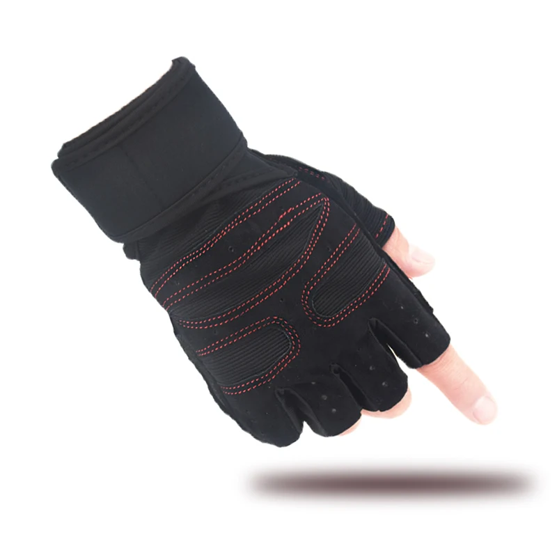 Перчатки для тяжелой атлетики для мужчин и женщин для занятий спортом в тренажерном зале фитнес тренировка Бодибилдинг перчатки противоскользящие дышащие перчатки для бега - Цвет: black gloves