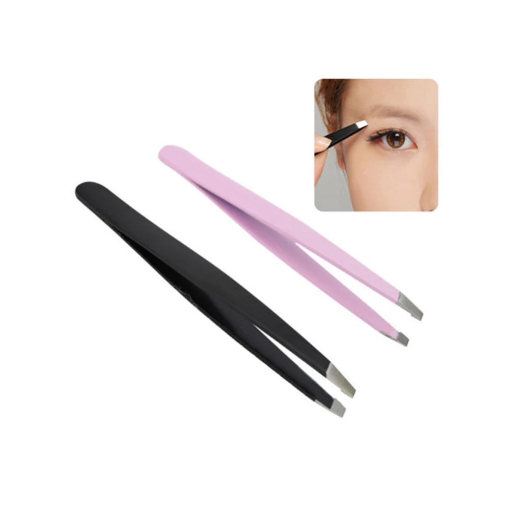 

1PC 2018 New Stainless Steel Slant Tip Eyebrow Tweezer Hair Facial Remover Make Up Tool
