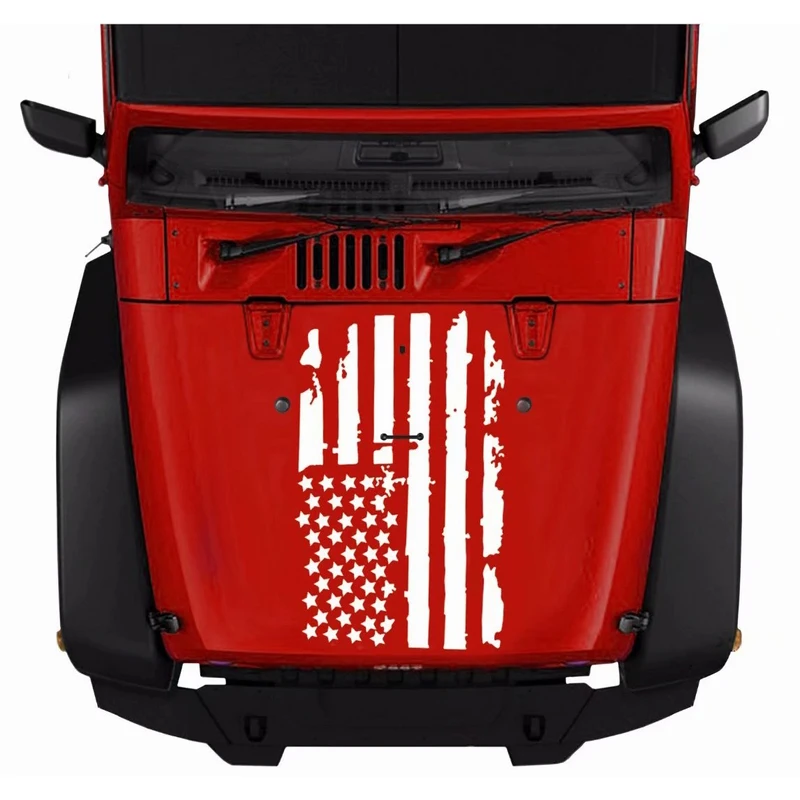 

2 Sizes Car Accessories Auto Exterior Hood Stickers USA Flag Decal Vinyl For Jeep Wrangler Durable Auto Decoration Sticker