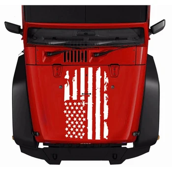 

2 Sizes Car Hood Cover Sticker USA Flag Decals For Jeep Wrangler Auto Decoration Vinyl Exterior Styling Car Accessories
