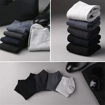 

5Pairs/lot Men’s Socks Bamboo Fiber Short Ankle Socks High Quality Summer Winter Business Breathable Male Sock Meias Man Sox