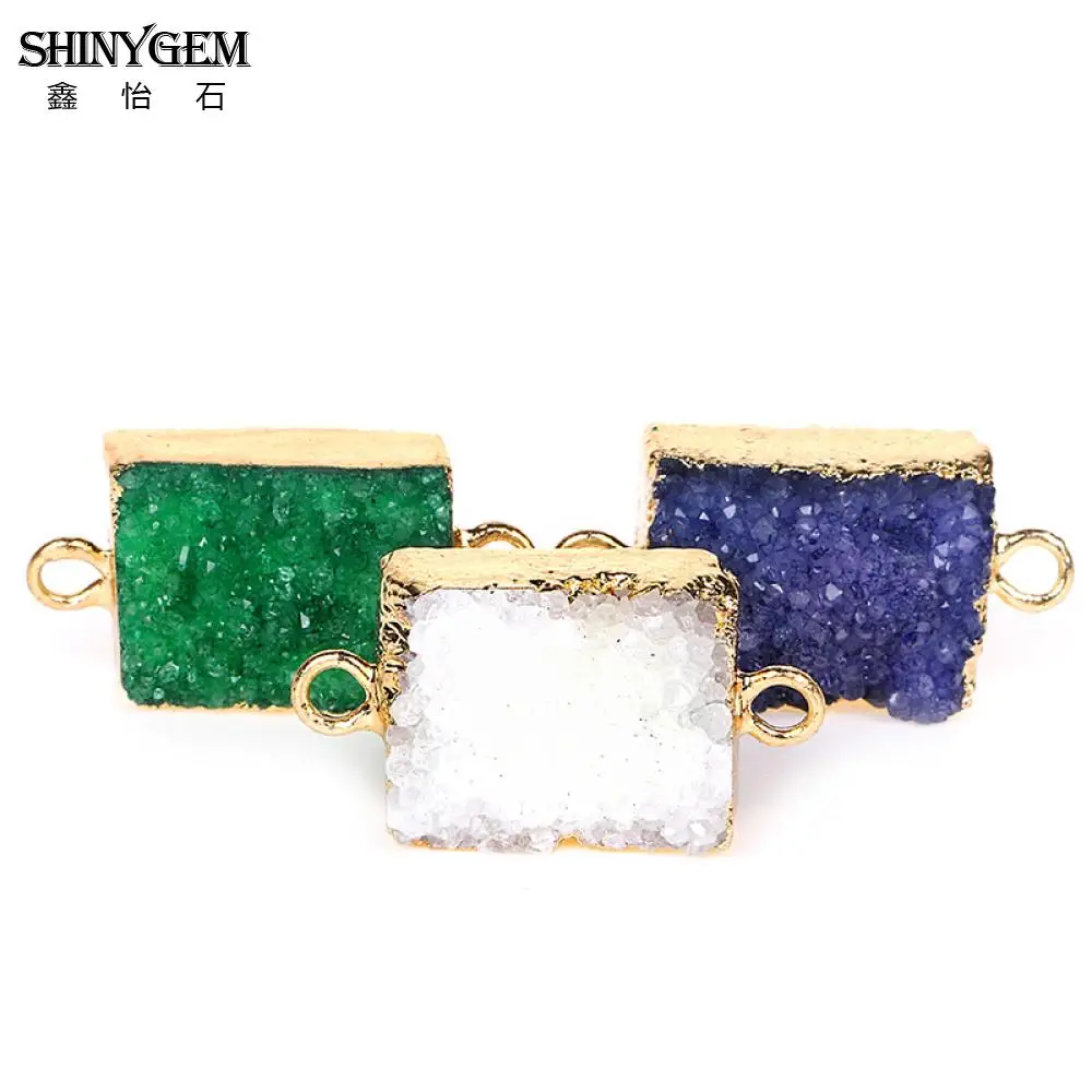 ShinyGem подвески из натурального Druzy камня золотого цвета соединители Подвески