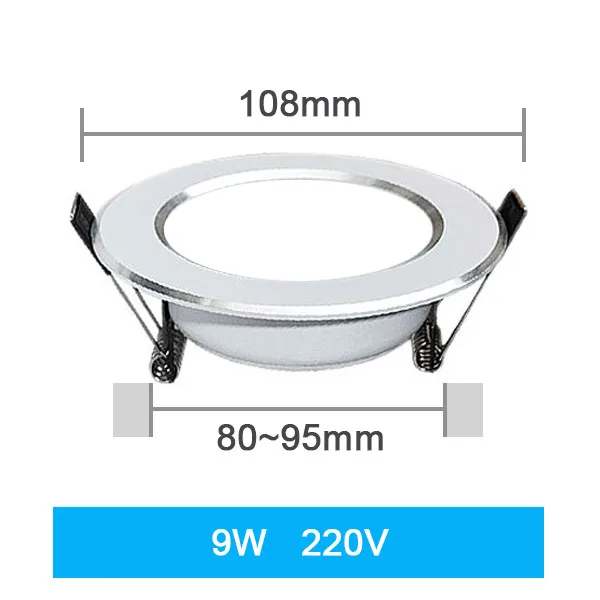 Светодиодный светильник, 3 Вт, 5 Вт, 7 Вт, 9 Вт, 12 Вт, 15 Вт, 18 Вт, Круглый встраиваемый светильник 220V 230V 240V 110V светодиодный лампы Спальня Кухня Крытый светодиодный точечное освещение - Испускаемый цвет: 9W 230V