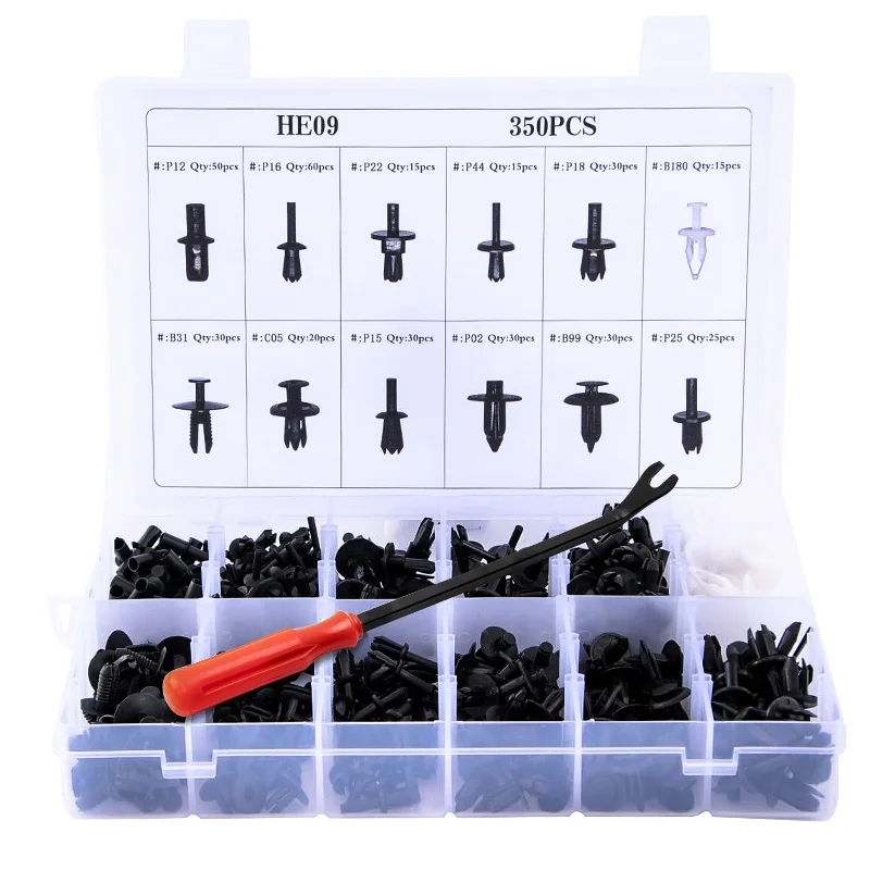 

350PCS Auto Fastener Car Universal Bumper Fixed Clamp Push Type Clip 12 Kinds Mixed for Automobile Series Fastener Car Styling