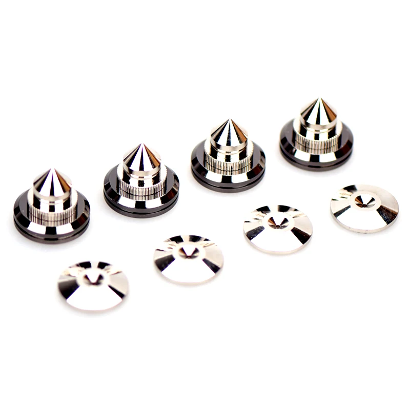 

4 Sets Speakers Stand Feet Foot Pad Pure Copper Silver Loudspeaker Box Spikes Cone Floor Foot Nail M28x26