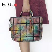 Aetoo ручной работы кожаные сумки лоскутное глава слой кожаные сумки ретро одного плеча женские кожаные сумки