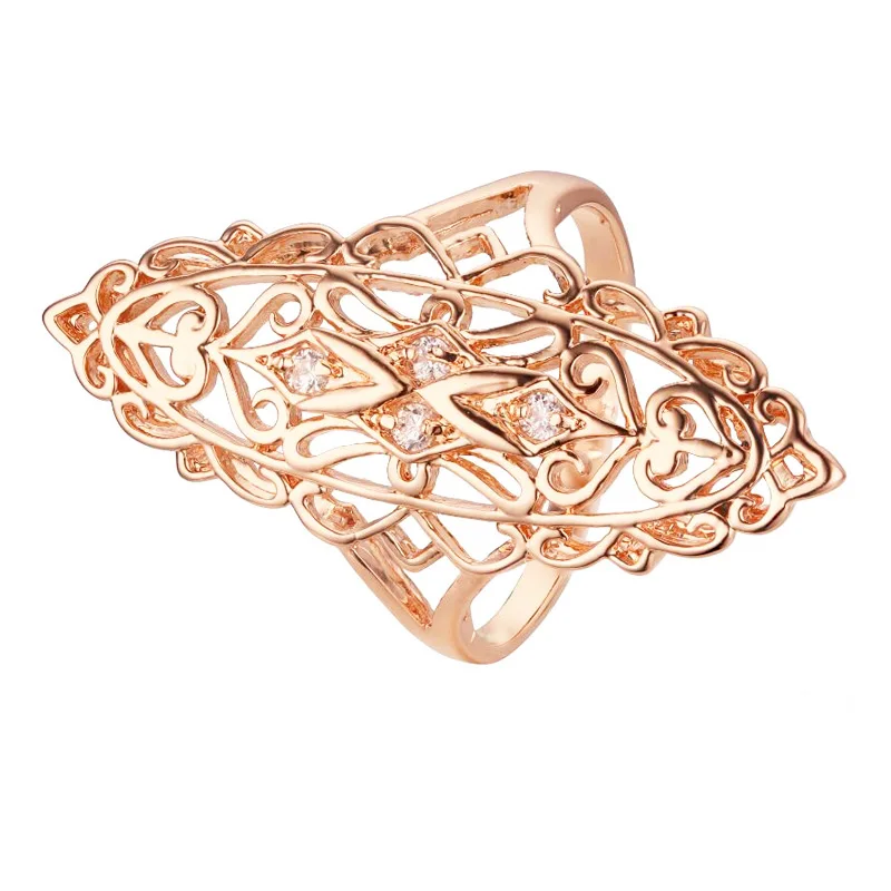 

1pcs 16MM Big Wide Women 585 Rose Gold Color Wedding Party Crystal Rings