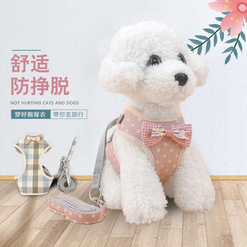 

MTL Pet Cat dog leash With Bowknot Mesh Padded For Small Puppy Dogs Chihuahua Yorkies