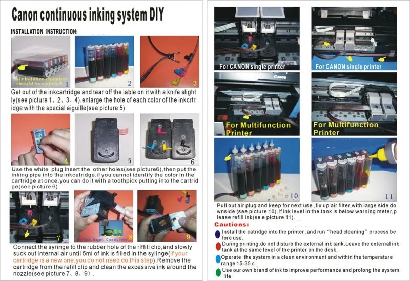 4C Универсальный СНПЧ для Canon DIY HP с дрель и всасывания инструмент все