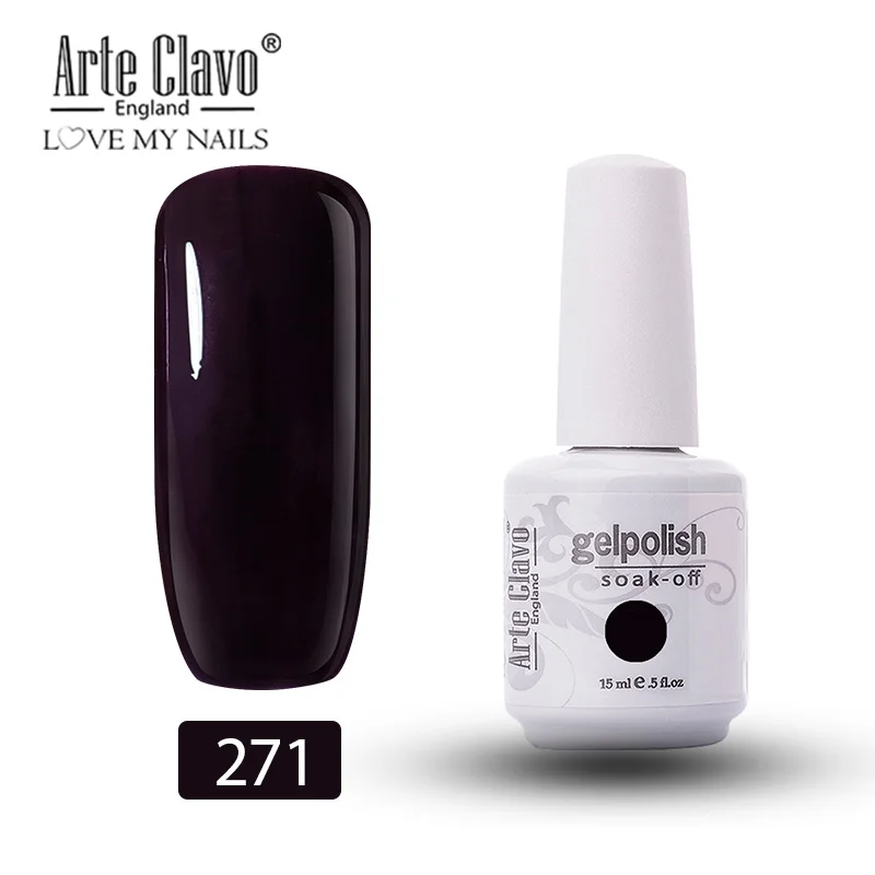 Arte Clavo Гель-лак для ногтей 15 мл замачиваемый УФ-Гель-лак 244 цветов Чистый Цвет Маникюр телесный розовый фиолетовый серый лак для ногтей - Цвет: 271
