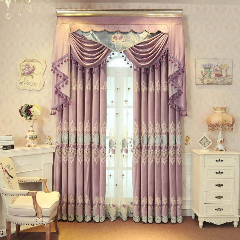 European Dutch Velvet Embroidered Curtain Fabric Thick Shade Curtain