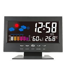 Многофункциональный цветной ЖК-цифровой измеритель температуры и влажности часы термометр гигрометрический календарь Vioce-активированная подсветка