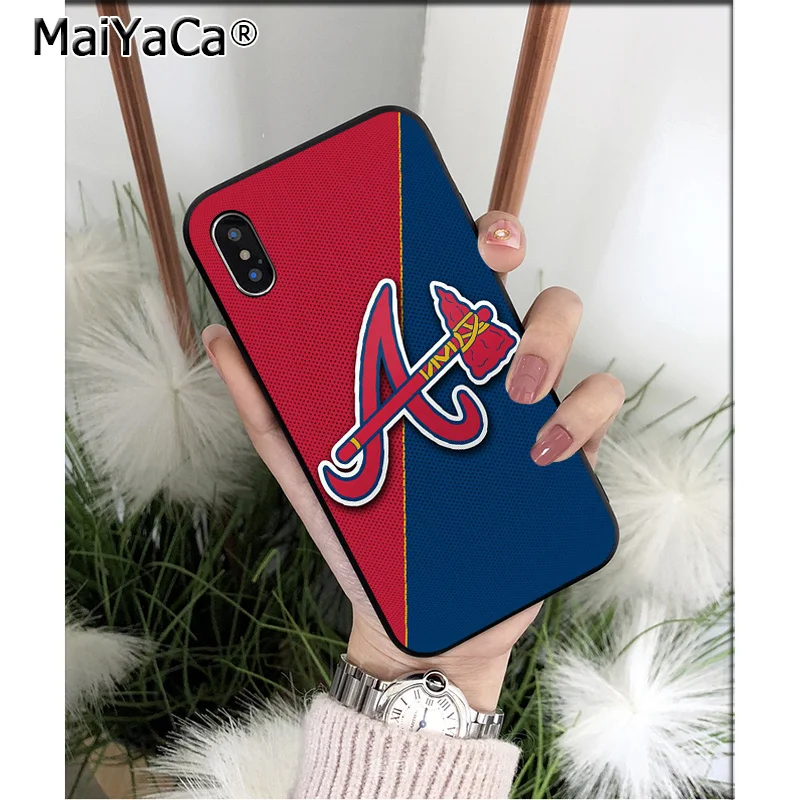 MaiYaCa подвеска Atlanta Braves черный мягкий чехол из ТПУ для телефона iPhone 6S 6plus 7 7plus 8 8Plus X Xs MAX 5 5S XR - Цвет: A13