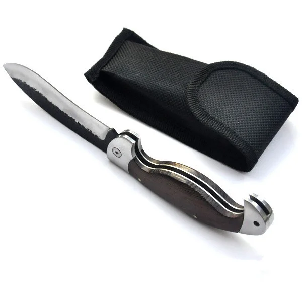 Фирменный тактический складной нож, стальное лезвие, деревянная ручка, титановые карманные ножи для выживания, охотничий инструмент для рыбалки, инструмент для повседневного использования с нейлоновой оболочкой