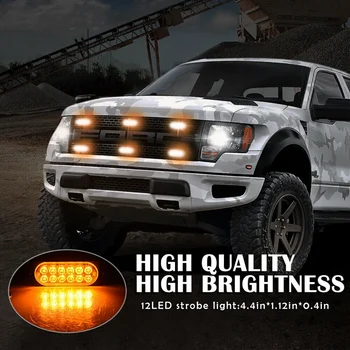 

10Pc Yellow Car 12 Led Emergency Warning Flash Strobe Light Kit Bar Truck