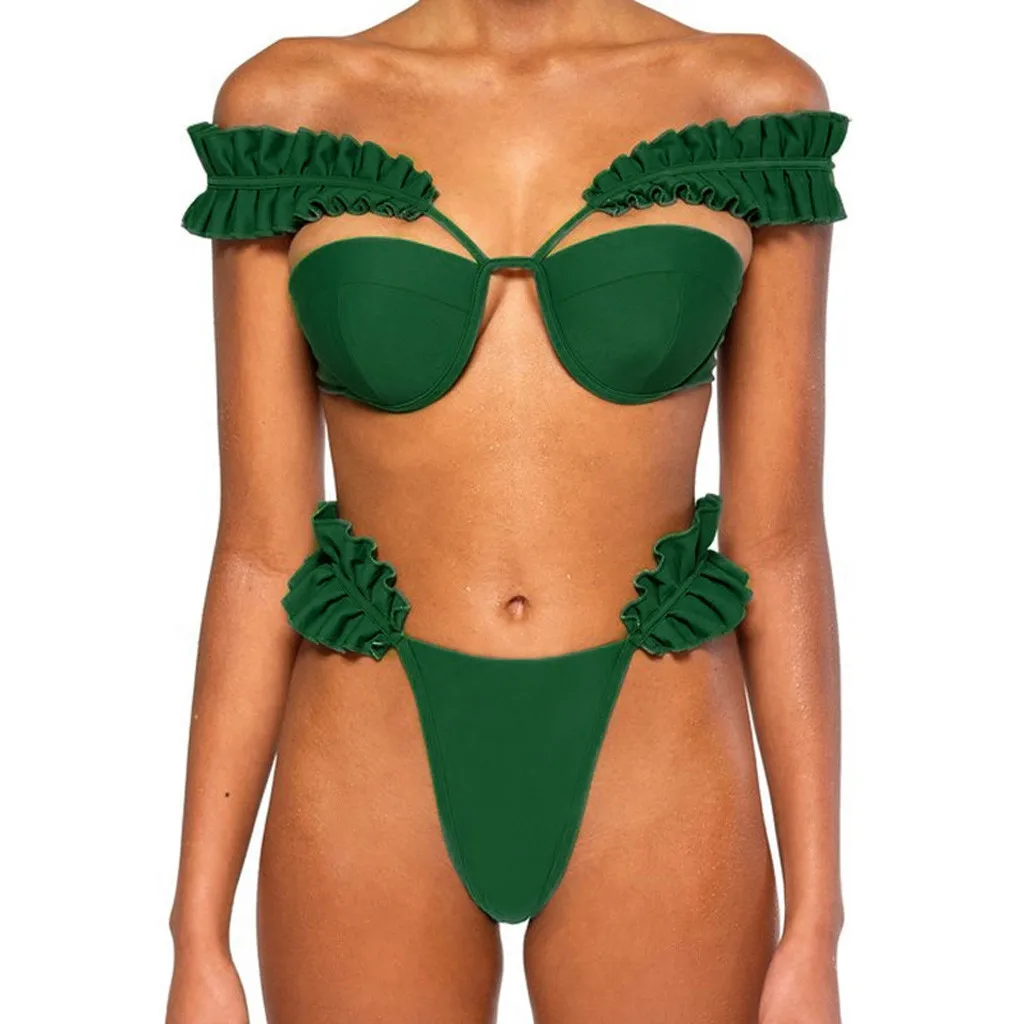 

Womens Bikini Solid Set Swimsuit Pushups Filled bikini 2019 women's swimsuits push up sexy swim Swimwear Beachwear women #8