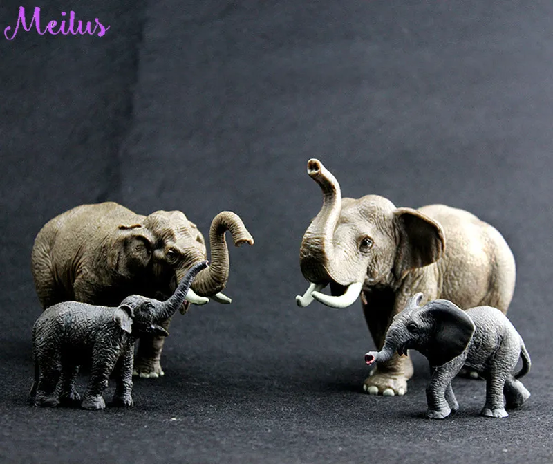 

4Pcs/Set Animals World Asian Elephant Family Plastic Static Model PVC Action Figures Toys Gift for Kids Education Toy Gifts