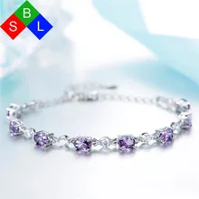 Red Trees тонкой Jewlery Мода Настоящее серебро 925 браслеты для женщин с фиолетовым фианитом одежда высшего качества