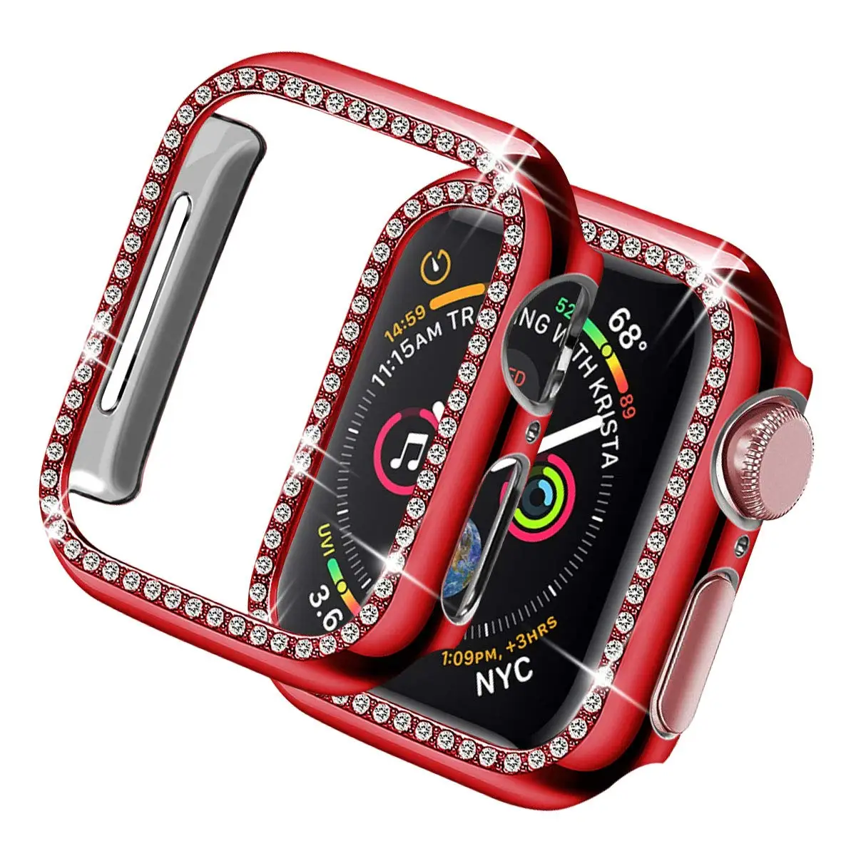 Алмазный чехол для часов Apple Watch 38 мм 42 мм серия 3 2 1 Аксессуары для ПК защитная рамка для Apple Watch 4 5 40 мм 44 мм чехол - Цвет: red