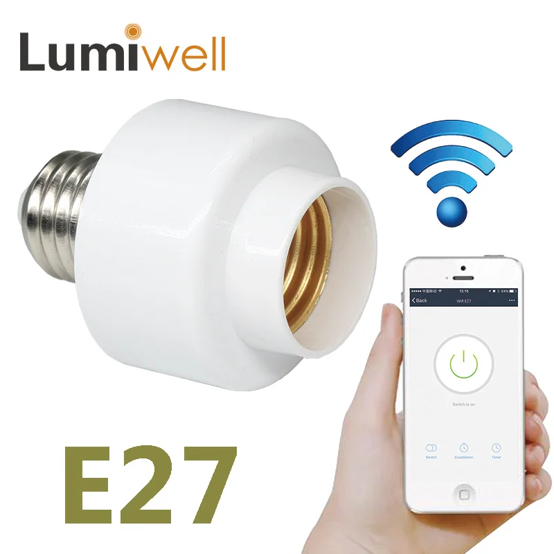 

Lumiwell wireless wifi E27 lamp base lighting holder lights bases voice control timer smart APP socket light bulbs adapter fcc