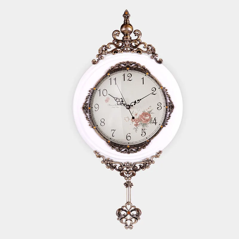 Классические деревянные настенные часы, европейский старинный маятник, декоративные часы, бесшумный кварцевый механизм, художественные настенные маятниковые часы
