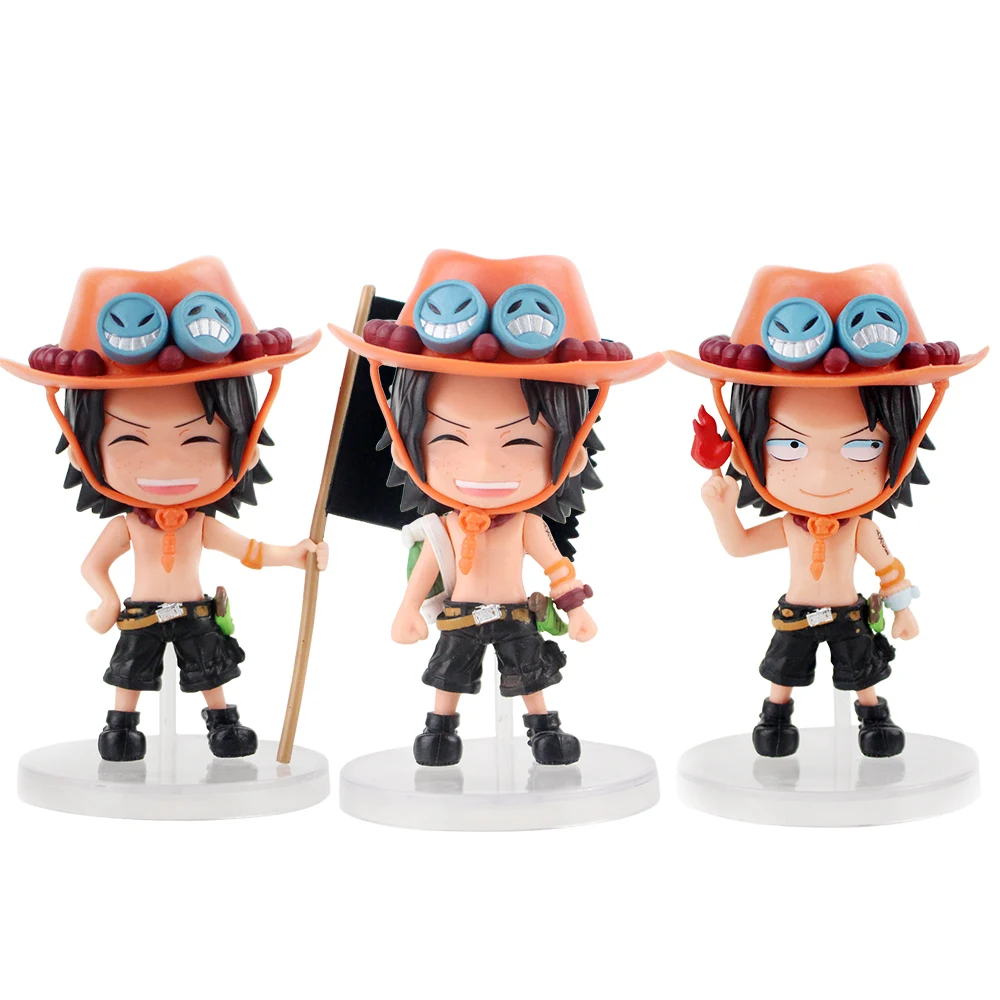 3 шт./лот 10 см One Piece Q Version Фигурки игрушки Portgas D Ace ПВХ декоративная модель милые