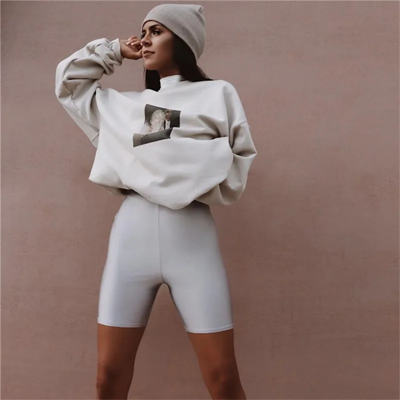 

Reflective shorts ladies high waist shorts women sweatpants jogger punk biker shorts autumn women casual streetwear black shorts