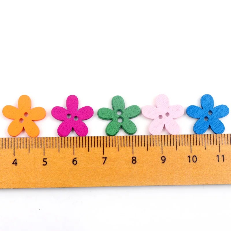 100 шт. 14x15 мм разноцветный милый цветок натуральные украшения Швейные Скрапбукинг деревянными пуговицами MZ0006X