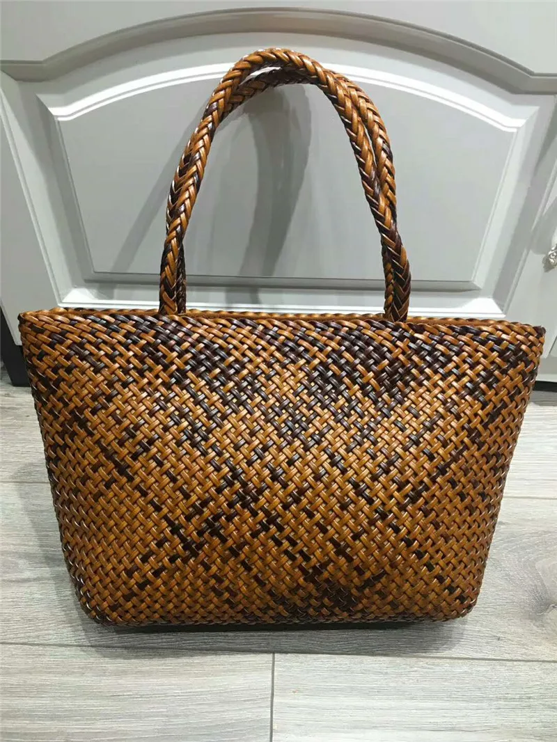 DIOLEVY New Fashion Multicolour Genuine Leather Bags Weave Handbags