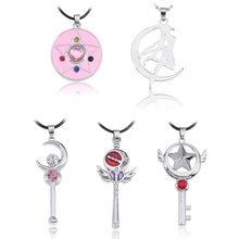 5 различных стилей серебряное ожерелье Сейлор Мун Кристалл пентаграмма Звезда Луна ожерелья с крыльями для женщин аниме косплей ювелирные изделия колье