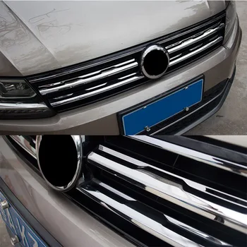 

For VW Tiguan Mk2 2016 2017 2018 Chrome Front Mesh Grill Bumper Cover Trim Insert Bonnet Garnish Molding Styling Guard Protector