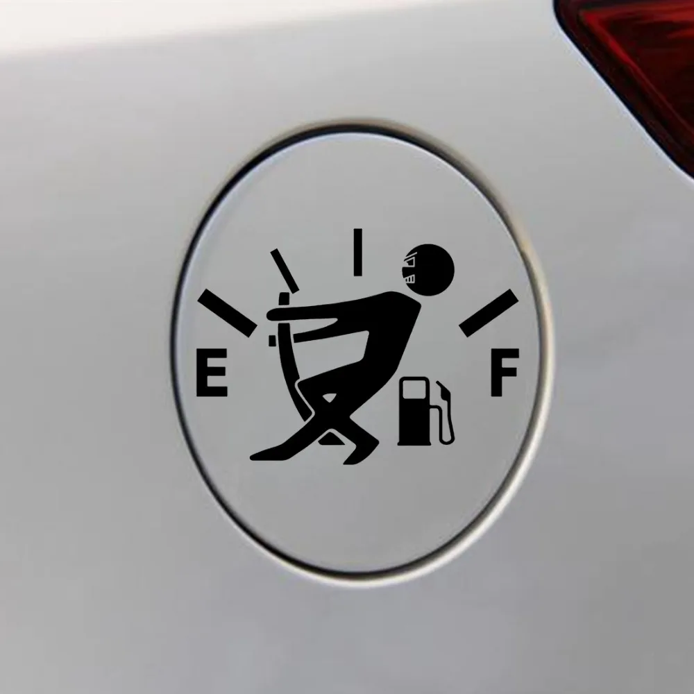

Dewtreetali 12CM*9.2CM High Gas Consumption Decal Fuel Gage Empty Stickers Funny Vinyl JDM Car Stickers Black Sliver