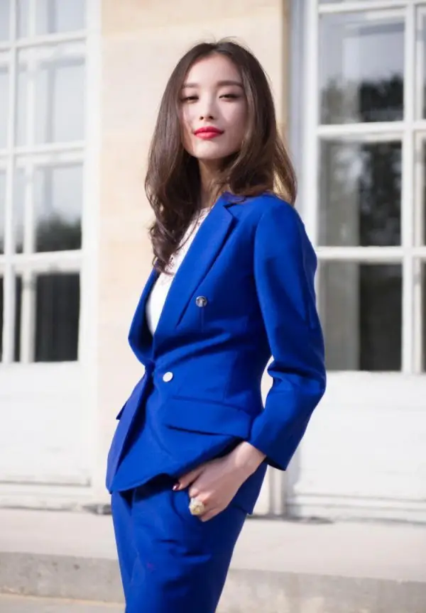 Заказ Для женщин OL Костюм Королевский синий Для женщин тонкий костюм женщина Бизнес костюм Для женщин Брючные костюмы для женщин куртка +