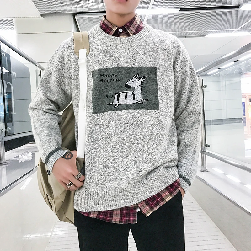 Мужская повседневная одежда для любовников Повседневный свитер с круглым
