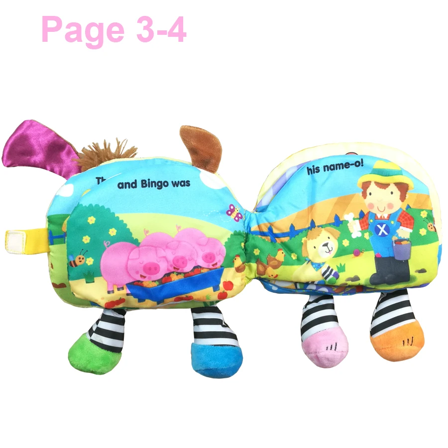 Baby Cartoon Dog Deer Rattles Plush Cloth Book Children Durable Learning Cloth Book Animal Clothes Book Early Education Toy DS19