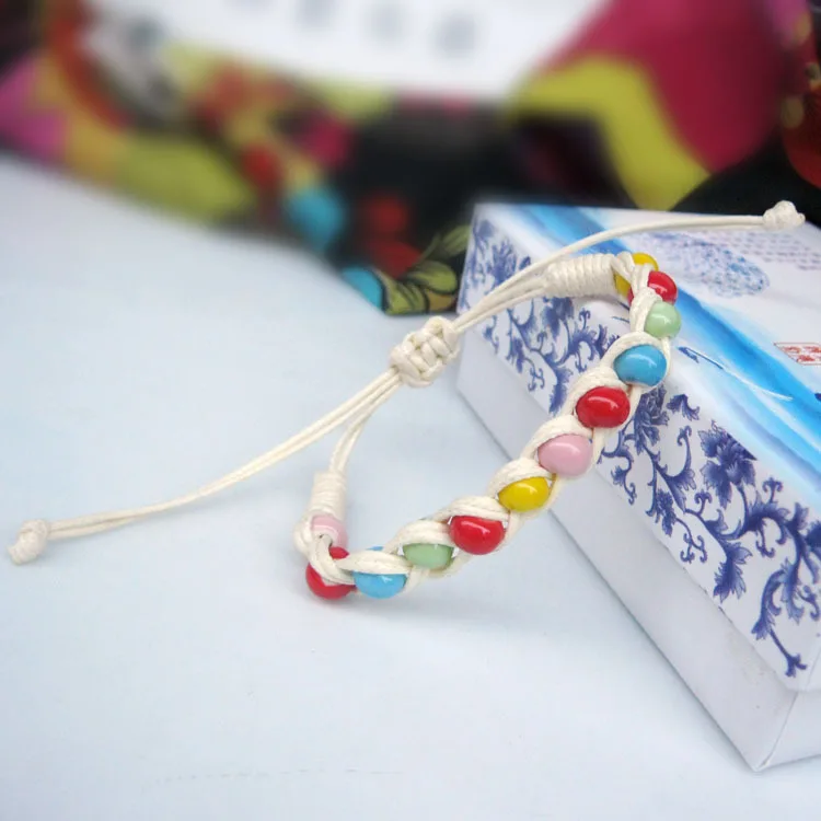 

Creative gift hand-woven Colorful ceramics bracelets,Chinese characteristics christmas gift ,Chinese style Beaded Accessories