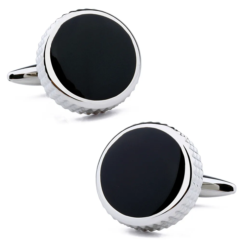 Мужские круглые запонки HAWSON с черной эмалью для свадебного платья|men cuff links|best man