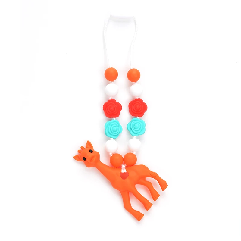 Силиконовые ожерелье-прорезыватель для детей Прорезыватель Жираф Кулон цепочки и ожерелья еда класс кенгуру аксессуар прорезывания зубов игрушка
