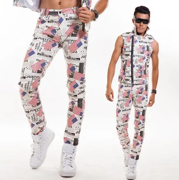 2019 new Singer street 1 pu leather pants men 1 pants man stage trousers faux leather pants Provide custom