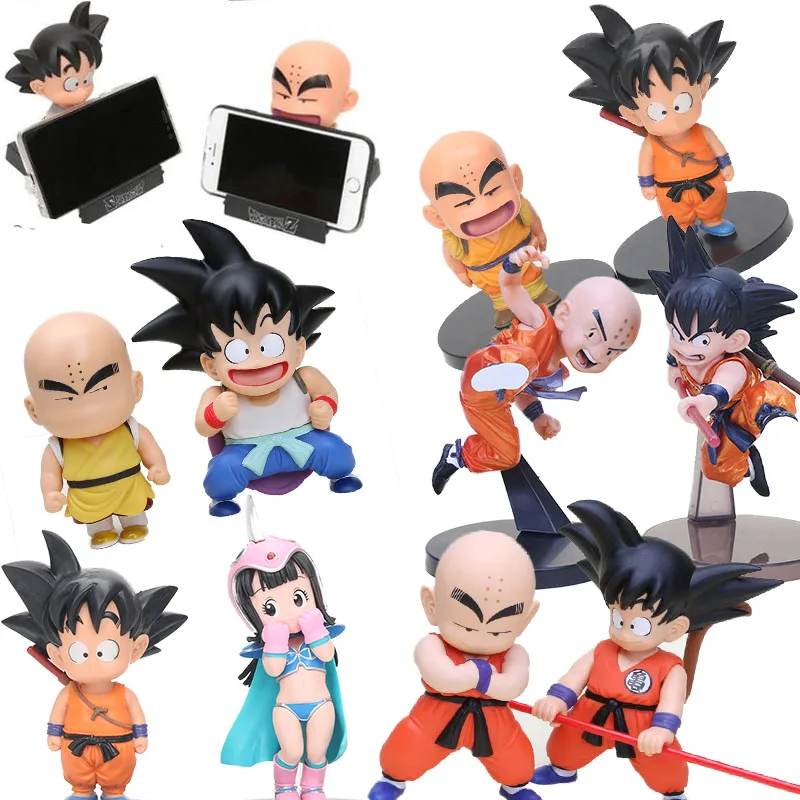 2 шт. Dragon Ball Z Son Goku& Krillin Dragonball saiyan Kuririn фигурки монахов с качающейся головкой держатель телефона украшение автомобиля игрушка