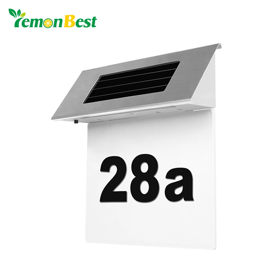 

Safety Solar Doorplate Number Outdoor Lighting Billboard Light Stainless Steel House Apartment Number Light-Operated Lamp