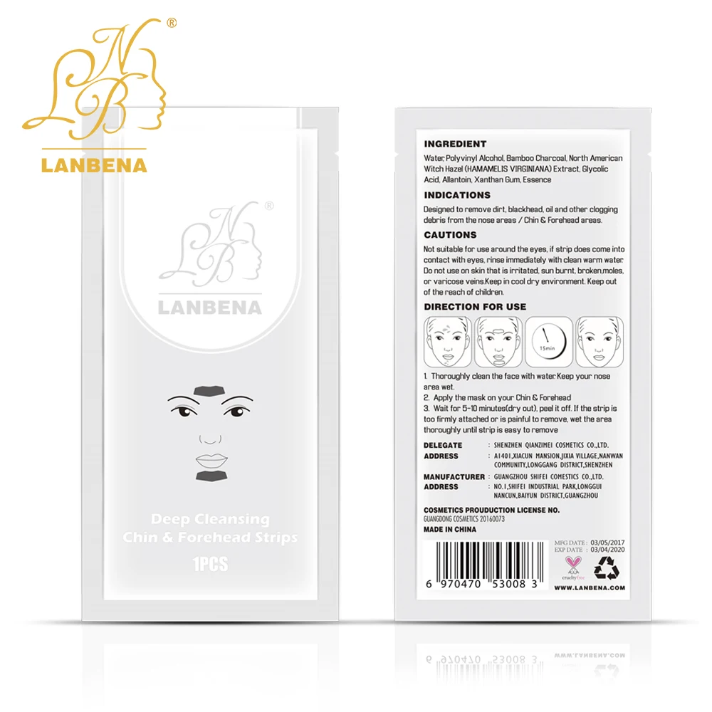 

1Pcs Deep Cleansing Forehead & Chin Strips Blackhead Peel Off Mask Removal Unclog Pores Charcoal Facial Mask TSLM2