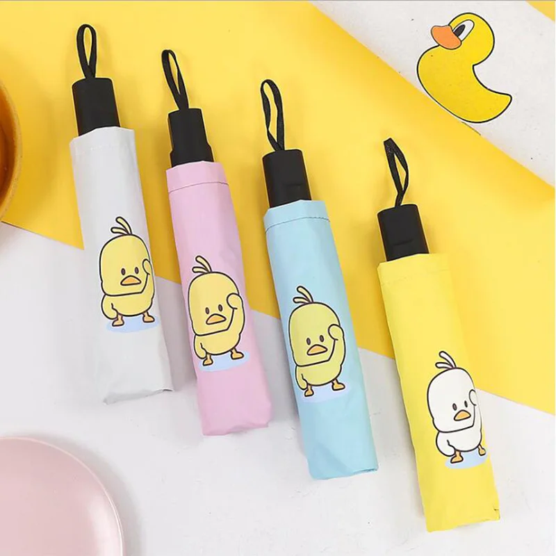 

Creative folding umbrella cute yellow duck non-automatic three-fold umbrella advertising umbrella dual-use