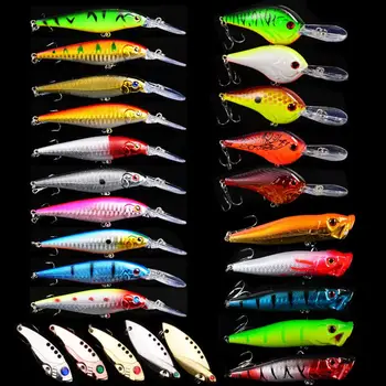 

25pcs/lot 4 Models Mixed Hard Bait Kit Include Minnow Popper Crankbait VIB Fishing Lures Set