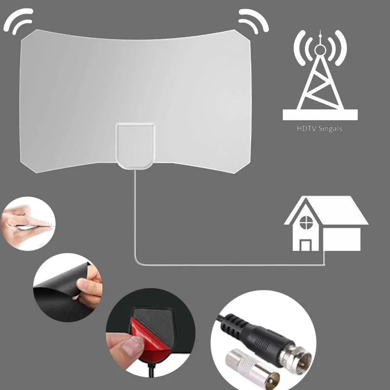 

Indoor 100 Miles Digital TV Antenna 25DB DTV Freeview HDTV Antenna Radius Fox DVB-T2 Satellite signal receiver TV Aerial DTV Box