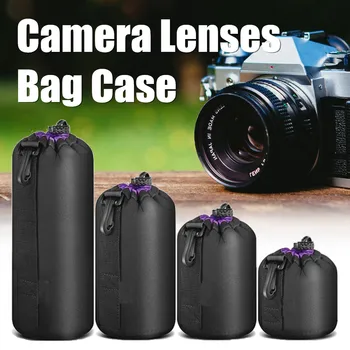 

S/M/L/XL Portable Camera Lenses Storage Bag Case Protective Cover Neoprene Pouch For DSLR Photography Tools Accessories Black